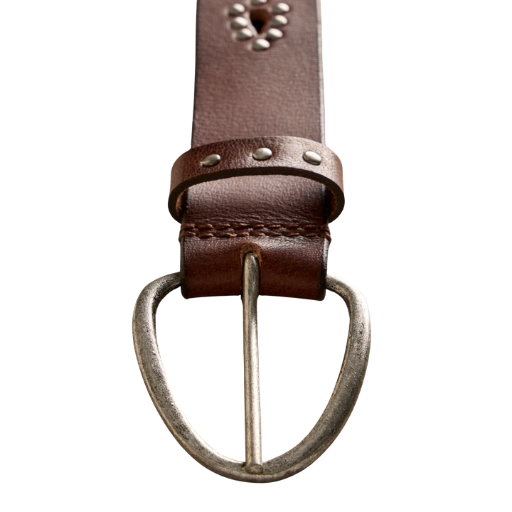 Studded Brown Leather Buckle Belt - Image 3