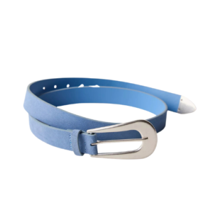 Silver Buckle Blue Leather Belt