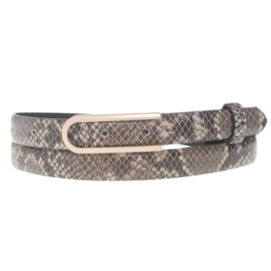 Snake Print Leather Gold Buckle Belt