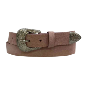 Engraved Buckle Brown Leather Belt